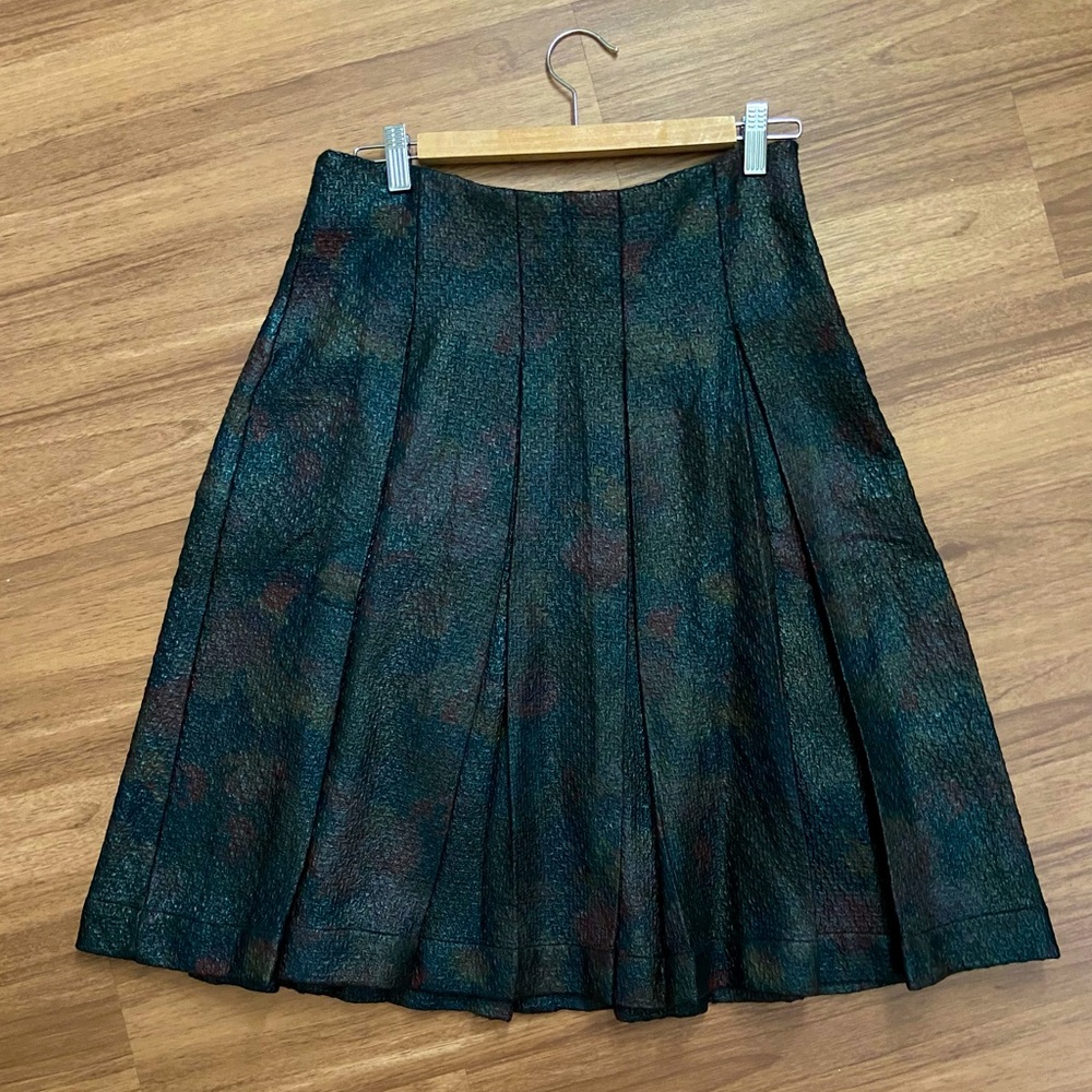 Textured Waxed Pleated Skirt